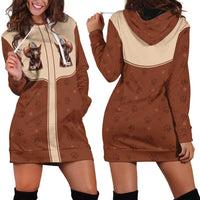 Cowdog Hoodie Dress Cowboy Patriotic Labrador Western Yoke - Wonder Print Shop