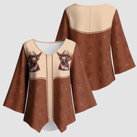 Cowdog Kimono Sleeve Blouse Cowboy Patriotic Labrador Western Yoke - Wonder Print Shop