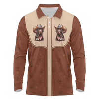 Cowdog Long Sleeve Polo Shirt Cowboy Patriotic Labrador Western Yoke - Wonder Print Shop