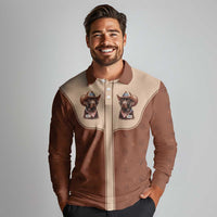 Cowdog Long Sleeve Polo Shirt Cowboy Patriotic Labrador Western Yoke - Wonder Print Shop