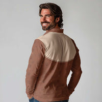 Cowdog Long Sleeve Polo Shirt Cowboy Patriotic Labrador Western Yoke - Wonder Print Shop