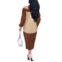 Cowdog Off The Shoulder Long Sleeve Dress Cowboy Patriotic Labrador Western Yoke - Wonder Print Shop