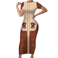 Cowdog Short Sleeve Bodycon Dress Cowboy Patriotic Labrador Western Yoke - Wonder Print Shop