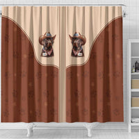 Cowdog Shower Curtain Cowboy Patriotic Labrador Western Yoke - Wonder Print Shop