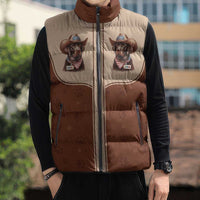 Cowdog Sleeveless Puffer Jacket Cowboy Patriotic Labrador Western Yoke - Wonder Print Shop