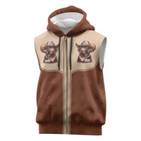 Cowdog Sleeveless Zip Hoodie Cowboy Patriotic Labrador Western Yoke - Wonder Print Shop