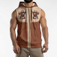 Cowdog Sleeveless Zip Hoodie Cowboy Patriotic Labrador Western Yoke - Wonder Print Shop