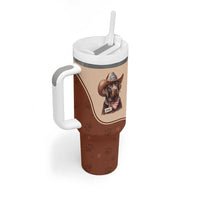 Cowdog Tumbler With Handle Cowboy Patriotic Labrador Western Yoke - Wonder Print Shop