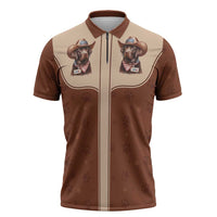 Cowdog Zipper Polo Shirt Cowboy Patriotic Labrador Western Yoke - Wonder Print Shop