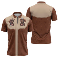 Cowdog Zipper Polo Shirt Cowboy Patriotic Labrador Western Yoke - Wonder Print Shop