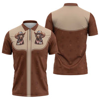 Cowdog Zipper Polo Shirt Cowboy Patriotic Labrador Western Yoke - Wonder Print Shop