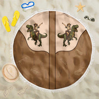 Cowgirl Dinosaur Beach Blanket Retro Western Yoke - Wonder Print Shop