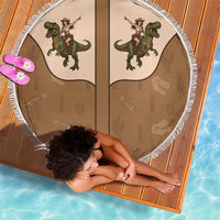 Cowgirl Dinosaur Beach Blanket Retro Western Yoke - Wonder Print Shop