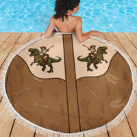 Cowgirl Dinosaur Beach Blanket Retro Western Yoke - Wonder Print Shop