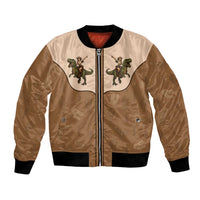 Cowgirl Dinosaur Bomber Jacket Retro Western Yoke - Wonder Print Shop