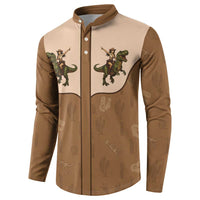 Cowgirl Dinosaur Button Sweatshirt Retro Western Yoke - Wonder Print Shop