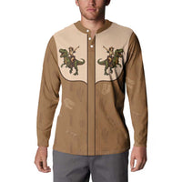 Cowgirl Dinosaur Button Sweatshirt Retro Western Yoke - Wonder Print Shop