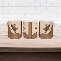 Cowgirl Dinosaur Ceramic Mug Retro Western Yoke - Wonder Print Shop