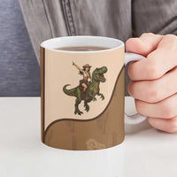 Cowgirl Dinosaur Ceramic Mug Retro Western Yoke - Wonder Print Shop