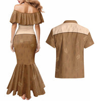 Cowgirl Dinosaur Couples Matching Mermaid Dress and Hawaiian Shirt Retro Western Yoke - Wonder Print Shop