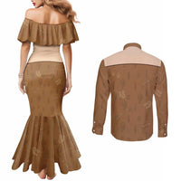 Cowgirl Dinosaur Couples Matching Mermaid Dress and Long Sleeve Button Shirt Retro Western Yoke - Wonder Print Shop