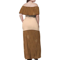 Cowgirl Dinosaur Family Matching Off Shoulder Maxi Dress and Hawaiian Shirt Retro Western Yoke - Wonder Print Shop