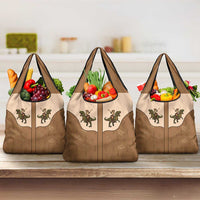 Cowgirl Dinosaur Grocery Bag Retro Western Yoke - Wonder Print Shop