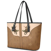 Cowgirl Dinosaur Leather Tote Bag Retro Western Yoke - Wonder Print Shop