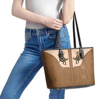 Cowgirl Dinosaur Leather Tote Bag Retro Western Yoke - Wonder Print Shop