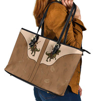 Cowgirl Dinosaur Leather Tote Bag Retro Western Yoke - Wonder Print Shop