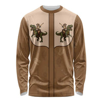 Cowgirl Dinosaur Long Sleeve Shirt Retro Western Yoke - Wonder Print Shop