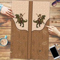 Cowgirl Dinosaur Puzzle Retro Western Yoke - Wonder Print Shop