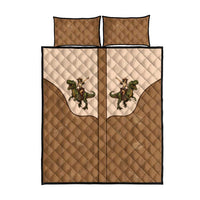 Cowgirl Dinosaur Quilt Bed Set Retro Western Yoke - Wonder Print Shop