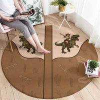 Cowgirl Dinosaur Round Carpet Retro Western Yoke - Wonder Print Shop