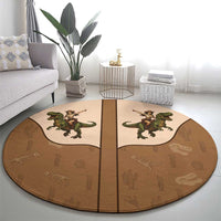 Cowgirl Dinosaur Round Carpet Retro Western Yoke - Wonder Print Shop