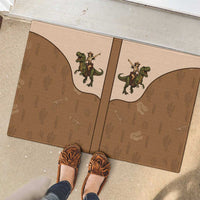 Cowgirl Dinosaur Rubber Doormat Retro Western Yoke - Wonder Print Shop
