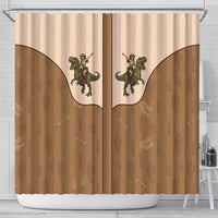 Cowgirl Dinosaur Shower Curtain Retro Western Yoke - Wonder Print Shop