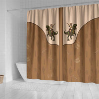 Cowgirl Dinosaur Shower Curtain Retro Western Yoke - Wonder Print Shop