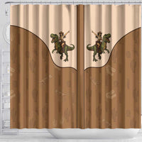 Cowgirl Dinosaur Shower Curtain Retro Western Yoke - Wonder Print Shop