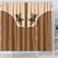 Cowgirl Dinosaur Shower Curtain Retro Western Yoke - Wonder Print Shop