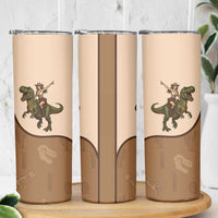 Cowgirl Dinosaur Skinny Tumbler Retro Western Yoke - Wonder Print Shop