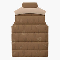 Cowgirl Dinosaur Sleeveless Puffer Jacket Retro Western Yoke - Wonder Print Shop