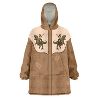 Cowgirl Dinosaur Wearable Blanket Hoodie Retro Western Yoke - Wonder Print Shop