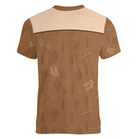 Cowgirl Dinosaur Women V-Neck T-Shirt Retro Western Yoke - Wonder Print Shop