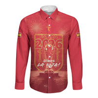 Custom World Football 2026 Spain Long Sleeve Button Shirt iVamos La Roja