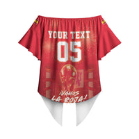 Custom World Football 2026 Spain Off Shoulder Wrap Waist Top iVamos La Roja