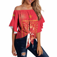 Custom World Football 2026 Spain Off Shoulder Wrap Waist Top iVamos La Roja