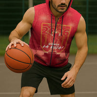 Custom World Football 2026 Spain Sleeveless Zip Hoodie iVamos La Roja