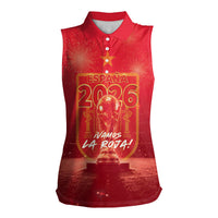 Custom World Football 2026 Spain Women Sleeveless Polo Shirt iVamos La Roja