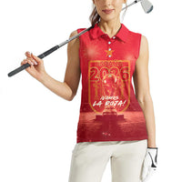 Custom World Football 2026 Spain Women Sleeveless Polo Shirt iVamos La Roja